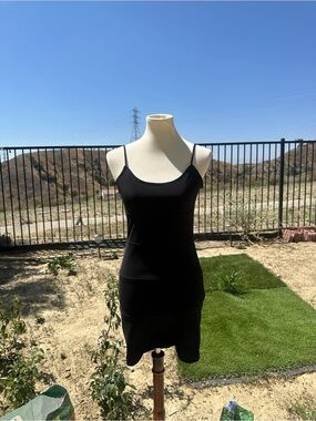 Vintage Too This Form-Fitting Black Mini Dress with Spaghetti Straps